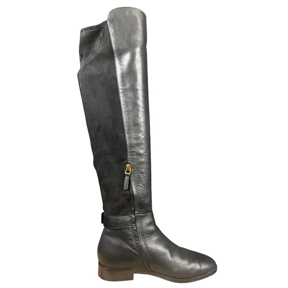 Tory Burch Women’s Marsden Black Leather Stretch Riding Boot Size US 6.5